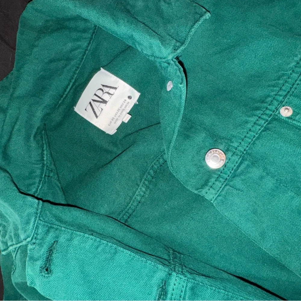 Zara cropped denim jacket - green - Picture 3 of 4